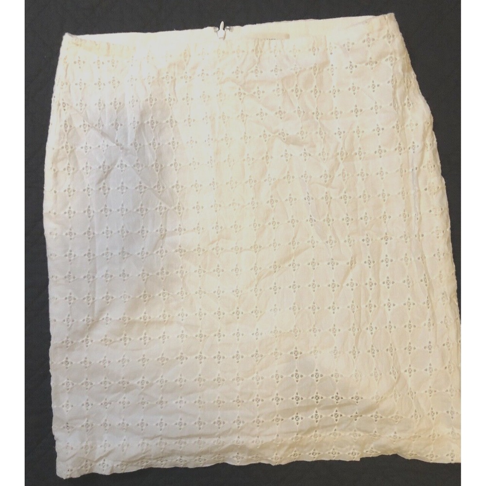 Banana Republic Women's Size 8 Cotton White Eyelet Skirt Knee Length Pencil - Picture 3 of 16